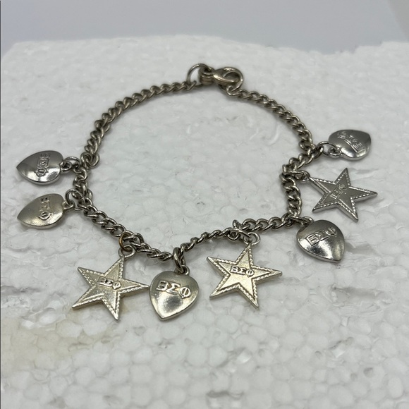 50's 60’s BETA SIGMA PHI Heart Star Charm Vintage Members Bracelet 925 Silver - Picture 13 of 15
